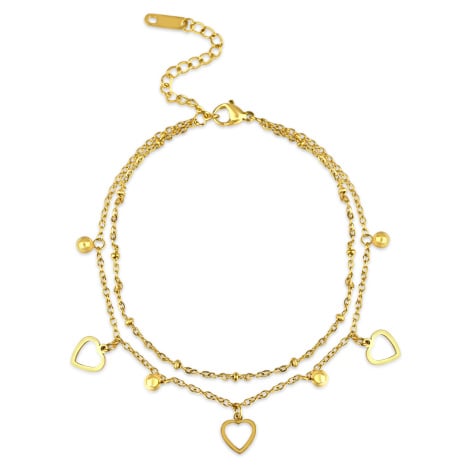 Pozlacený ocelový náramek na nohu se srdíčky - Meucci DA020