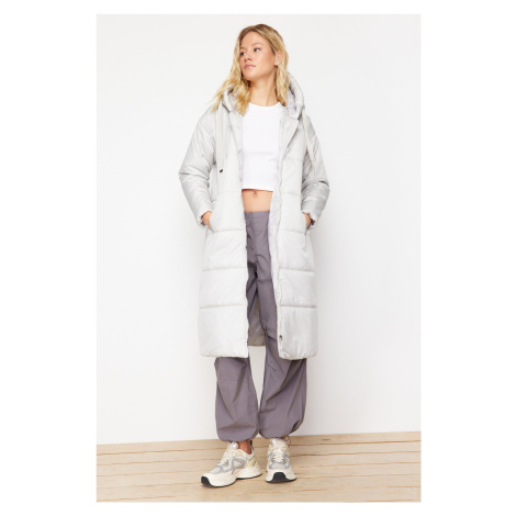 Trendyol Stone Hooded Water Repellent Long Down Coat