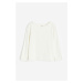 H & M - Žerzejové triko's dlouhým rukávem - bílá