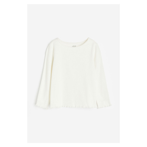 H & M - Žerzejové triko's dlouhým rukávem - bílá H&M