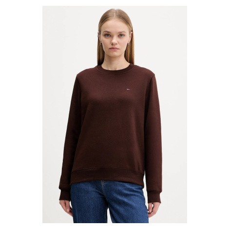 Mikina Tommy Jeans dámská, tyrkysová barva, hladká, DW0DW19959 Tommy Hilfiger