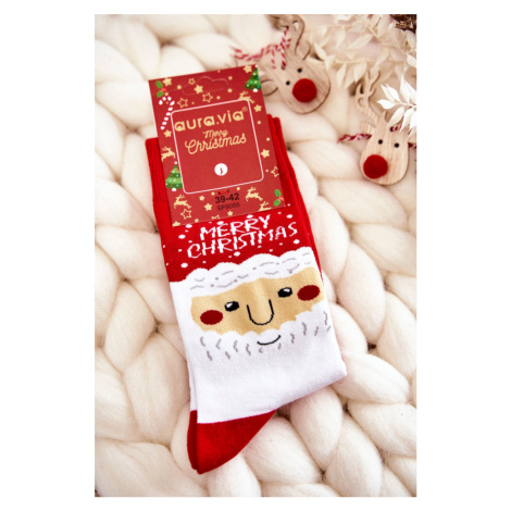 Pánské vánoční bavlněné ponožky se Santa Clauses červene Kesi