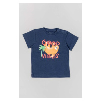 Bavlněné dětské tričko zippy tmavomodrá barva, s potiskem