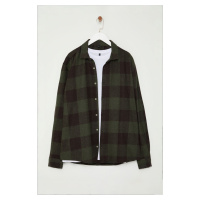 Trendyol Khaki Plaid Lumberjack Checkered Winter Woven Plus Size Shirt