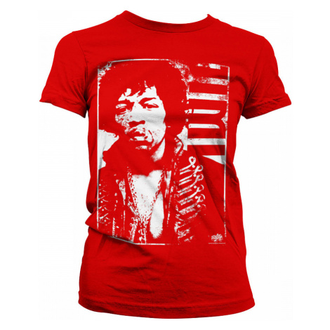 Jimi Hendrix tričko, Distressed Red, dámské HYBRIS