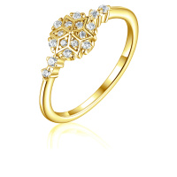 OLIVIE Stříbrný prsten SNĚHOVÁ VLOČKA GOLD 8056