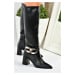 Fox Shoes Women's Black Thick Heeled Boots