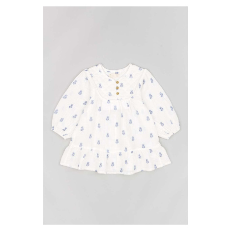 Dětské bavlněné šaty zippy bílá barva, mini