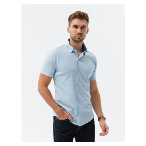 Ombre Clothing Modrá košile s krátkým rukávem K541