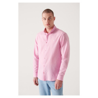 Avva Men's Pink Embossed Patterned Trill Shirt