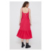 Bavlněné šaty Sisley růžová barva, midi