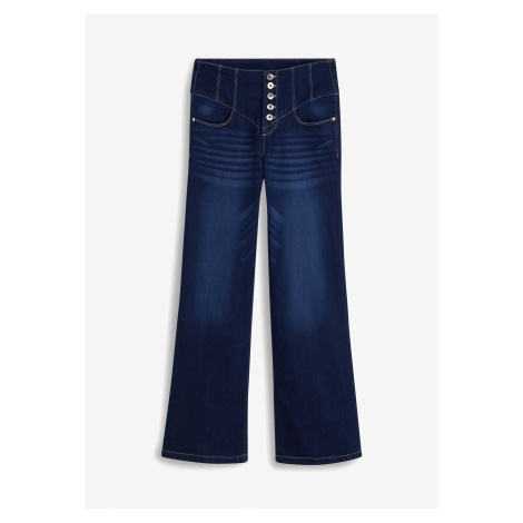 Zvonové džíny s vysokým pasem, z recyklovaného polyesteru Bonprix