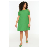 Trendyol Curve Zelené A-linie Cut-Out Detailní pletené šaty