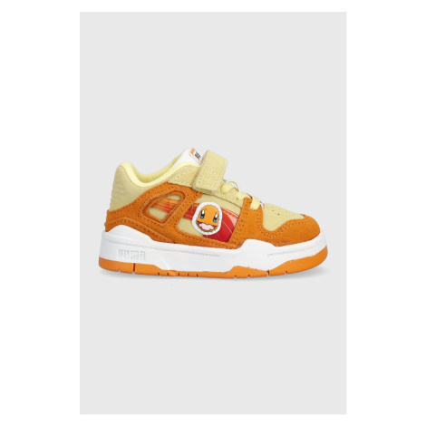 Dětské kožené sneakers boty Puma oranžová barva