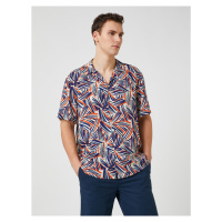 Koton Summer Shirt with Short Sleeves, Turndown Collar