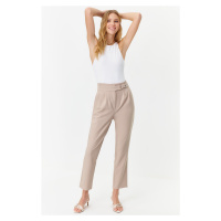 Trendyol Light Brown Carrot Pleated Snap-On Woven Trousers