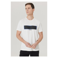 ALTINYILDIZ CLASSICS Pánské bílé slim fit slim fit tričko s kulatým výstřihem a bavlněným vzorem