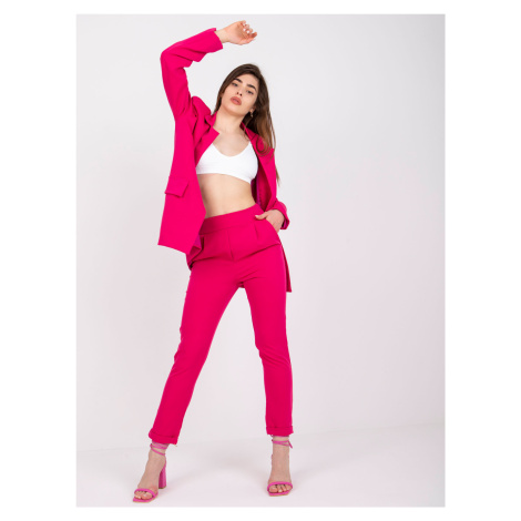 Fuchsiové dámské kalhoty Hidalgo s elastickým pasem --fuchsia pink Tmavě růžová