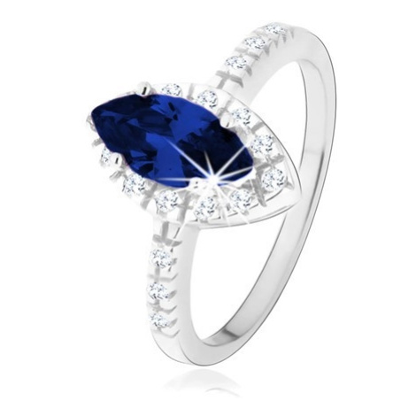 Prsten ze stříbra 925, zrnko tmavě modré barvy s čirým zirkonovým lemem Šperky eshop