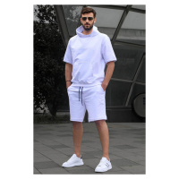 Madmext White Hooded Shorts Set 5919