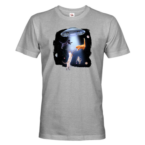 Vtipné pánské tričko s potiskem Ufo a koček - tričko pro milovníky koček BezvaTriko