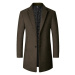 Pánský elegantní kabát z vlny s límečkem - HNĚDÝ XXL
