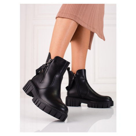 Luxusní kotníčkové boty dámské černé na plochém podpatku Sergio Leone