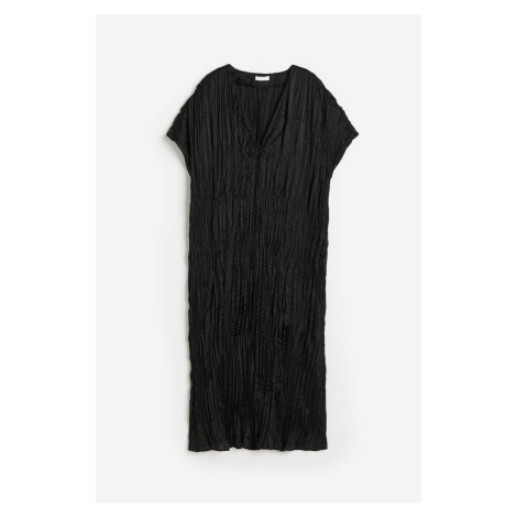 H & M - Plisované tunikové šaty - černá H&M