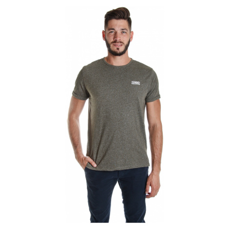 Tommy Hilfiger pánské khaki melírované tričko Modern