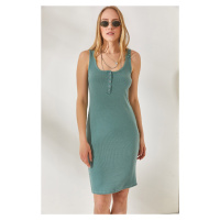 Olalook Women's Turquoise Camisole with Buttons Dress