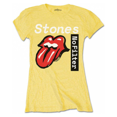 Rolling Stones tričko, No Filter Text Yellow, dámské RockOff