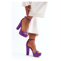 Pohodlné semišové sandály na vysokém podpatku, Purple Essence