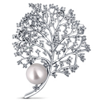 JwL Luxury Pearls Elegantní perlová brož se zirkony JL0791