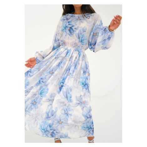 Midi šaty MOSQUITO s modrými květinami
