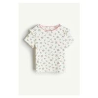 H & M - Žebrované tričko's volánky - bílá