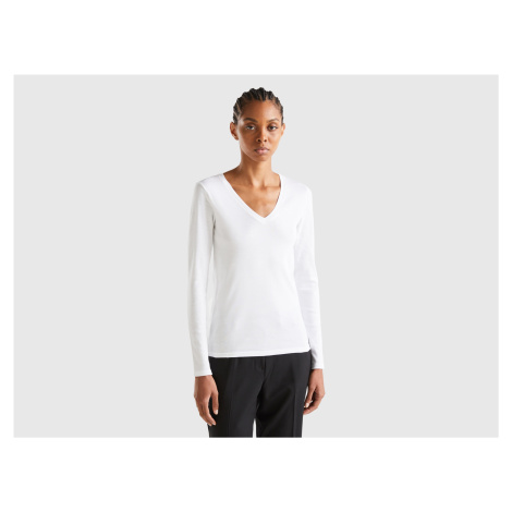 Benetton, Long Sleeve T-shirt With V-neck United Colors of Benetton