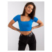 MODRÝ DÁMSKÝ CROP TOP S KRÁTKÝMI RUKÁVY -BLUE Modrá