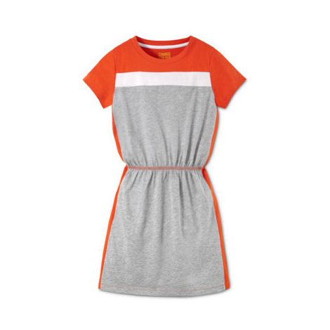 Žerzejové šaty, šedo-oranžové , vel.  6–8 let