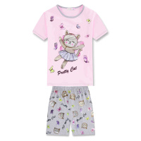 Dívčí pyžamo KUGO WP0915, světlejší růžová / šedé kraťasy Barva: Růžová světlejší