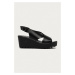 Kožené sandály Wojas dámské, černá barva, na klínku