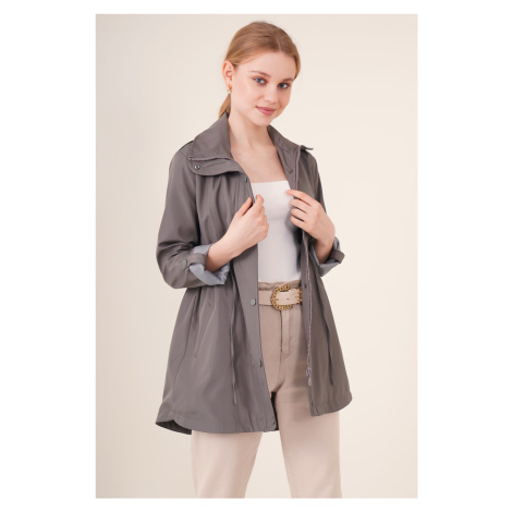 Bigdart 10322 Gathered Waist Trench Coat - Gray