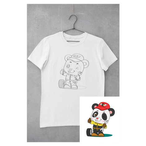 MMO Dětské triko vymaluj si Panda automechanik