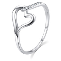 MOISS Okouzlující stříbrný prsten se zirkony Srdce R00019 62 mm