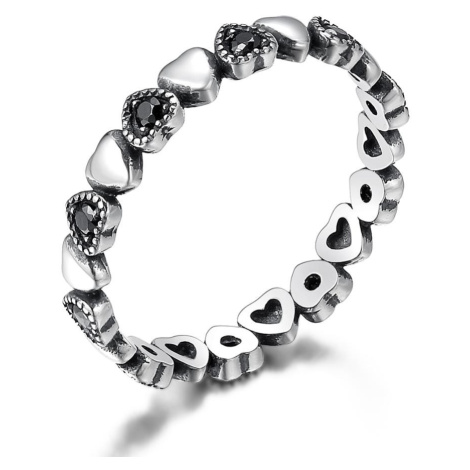 Linda's Jewelry Stříbrný prsten Love Black Ag 925/1000 IPR114 Velikost: 54