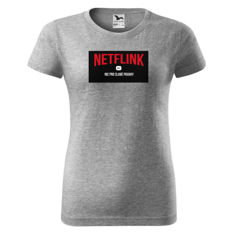 DOBRÝ TRIKO Vtipné dámské tričko NETFLINK Barva: Tmavě šedý melír