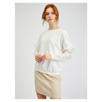 Bílý dámský svetr s ozdobnými rukávy ORSAY - Dámské