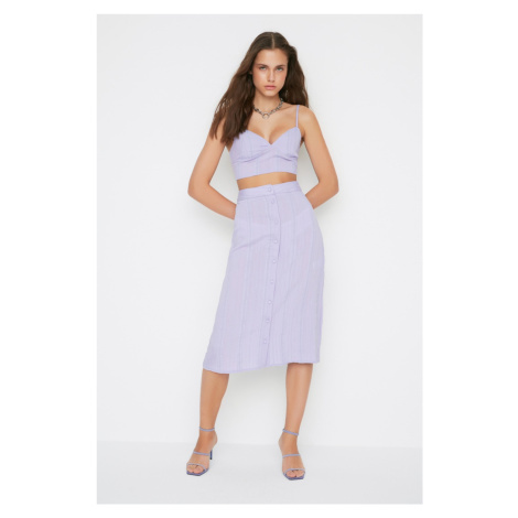 Trendyol Design fialová kostkovaná sukně