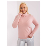 Světle růžový ležérní svetr plus velikosti s knoflíky