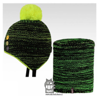 Pletená čepice a nákrčník Dráče - Bambi set 08, zelinkavá melír Barva: Zelená