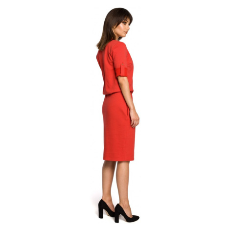 model 18001722 Pletené košilové šaty červené - BeWear